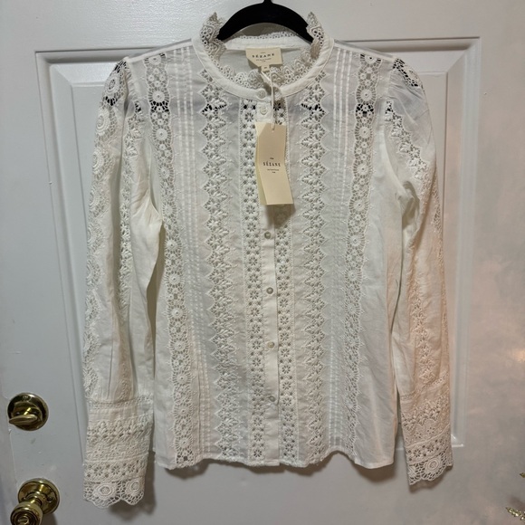 NWT Sezane Chemise Ryu Ecru Blouse Top Size 6 - Picture 2 of 11